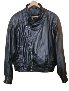 VINTAGE BYRNES & BAKER BLACK LEATHER MENS AVIATOR BOMBER JACKET MEDIUM